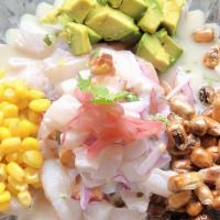El Clasico · Our take on Peru's classic  ceviche. Mild, fresh and unique! Fresh fish, cancha, sweet corn,...
