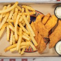 Fried Catfish Basket · U.S.A. farm raised, grain fed catfish fillets sliced into large chunks, dipped in milk and r...