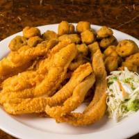 Regular Cajun Catfish  · Served with slaw signature house rings and Texas toast or choice of sauce.