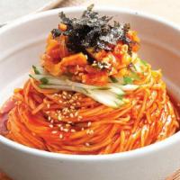 비빔국수 Bibimguksu · Spicy noodles with Mixed Vegie.