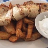 Grilled Chicken Breast Platter · Served with French fries or rice and a Greek salad.
