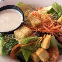 Little House Salad · Lettuce, tomato, cucumber, cheddar, croutons.
