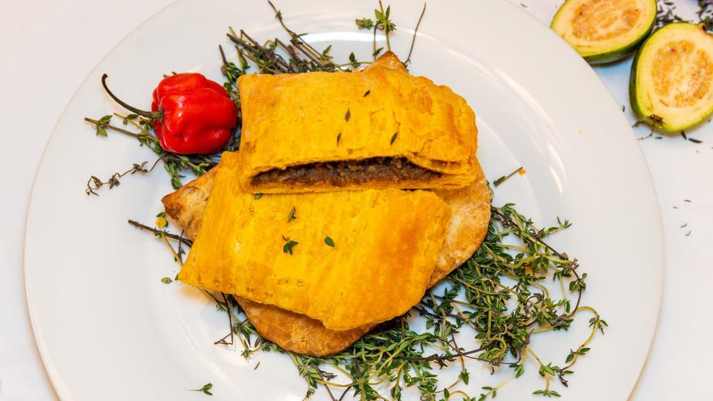 Beef Patty · A savory flaky pastry filled with spicy ground beef.