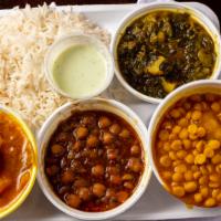 Vegi Combo · Veggie Combo is a combination of all four curry vegetables served with a side of rice, salad...