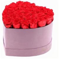 Pink Love Box With Red Roses Small · A dozen red roses
