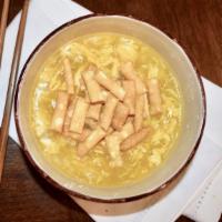Egg Drop Soup · With crispy noodle.