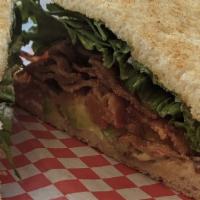 Blt · Thick cut bacon piled high with the classic lettuce, tomato and mayo served on toasted white...