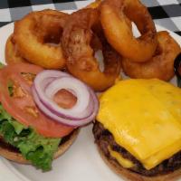 Double Cheeseburger · Two four ounce beef patty ,American cheese, 1000 island, served with lettuce,
tomato, onion ...