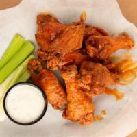 Buffalo Wings (20 Wings) · Served with ranch or blue cheese. 20 Piece wings comes with fries.