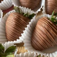 Six Mimo'S Strawberries · Hand picked fresh strawberries, dipped with Mimo's homemade gourmet chocolate. Your choice o...