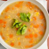 Chicken Vegetable Soup · Chicken, cabbage, potato, broccoli, carrots slow cooked to perfection.