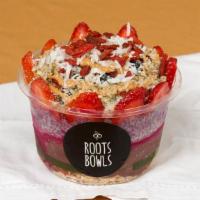 Hillcrest Bowl · Acai, pitaya, chia pudding, granola, strawberry and blueberries. Topped with goji berries, p...