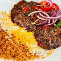 Spicy Chapli Kabob Platter · Spicy. Fresh ground beef patties mixed with fresh herbs and vegetables.