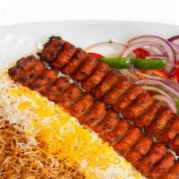 Chicken Kofta Platter · Ground chicken, mixed with chopped onions and seasoning, char-grilled.