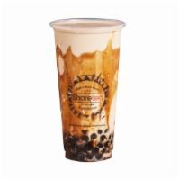Tiger Fresh Milk · Tiger, our famous brown sugar fresh milk, with 1 scoop of special brown sugar boba, cooked w...