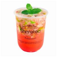 Strawberry Mojito · Strawberry Jam with green tea and mint syrup, combined with a fresh lime slice and mint for ...