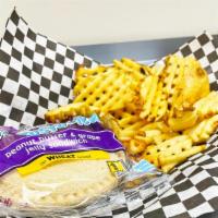 Kids Pb&J · An Uncrustable, served with waffle fries