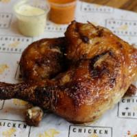 1/2 Chicken Dark · South American rotisserie chicken brined for 12 hours and slow cooked over wood charcoal to ...