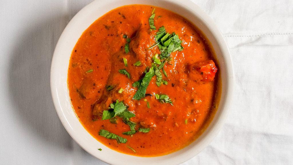 Tikka Masala · Tomato cream base sauce cooked well with spices. Chicken Tikka Masala is considered to be the national dish of England