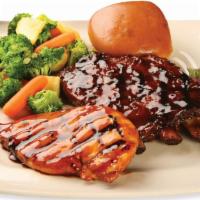 Chicken & Ribs · Half rack with charbroiled bbq chicken breast.