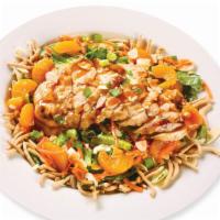 Chinese Chicken Salad · Grilled Chinese chicken, shredded cabbage, greens and carrots, tossed with sesame vinaigrett...