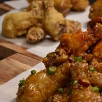 Wings 20 Pc (Party Pack) · Half & half sauce option, Hand- Battered, Crunch Flake
