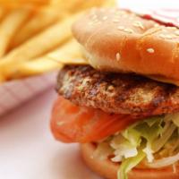 Cheese Burger (1/4 Lb.) · Dressing, Lettuce, Tomatoes, Onions