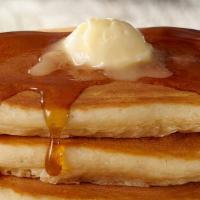Buttermilk Pancakes · 3 Fluffy Buttermilk Pancakes served with a side of Maple Syrup and Butter.