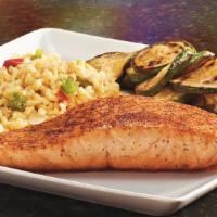 Grilled Salmon · Lightly seasoned salmon grilled to perfection. Served with your choice of two sides.