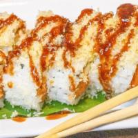 Crunchy Spicy Tuna Roll · Spicy. Spicy tuna roll with avocado, cucumber, cream cheese, crunchy, and eel sauce.