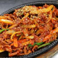 Spicy Pork Bulgogi · Thinly sliced pork and veggies.