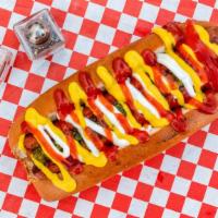 The Karen Dawg · 1/4 lb all beef dog. Build your own with your choice of basic or premium toppings.