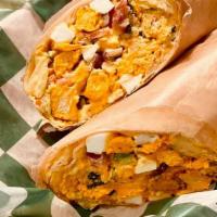 Buffalo Chicken Wrap · Choice of greens, grilled buffalo chicken, tomatoes, bacon, hard boiled egg, croutons, Parme...