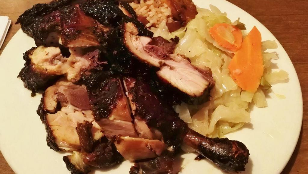 Jerk Chicken · Favorite. Cuts of dark and white chicken meat seasoned and marinated in Jamaica grill. jerk marinated then slowly.