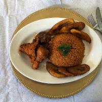 Jollof Rice Combo · Jollof Rice combo:  With Choice of  2 pieces of Fish or Chicken or Turkey or Cowleg or Tripe...