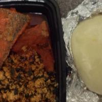 Egusi & Fufu Combo · With Choice of  2 pieces of Fish or Chicken or Turkey or Cowleg or Tripe or Cowskin 
With co...