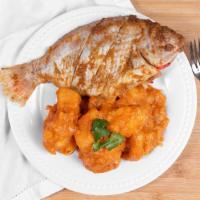 Asaro (Yam Pottage) Combo · With Choice of  2 pieces of Fish or Chicken or Turkey or Cowleg or Tripe or Cowskin + Fried ...