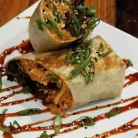 Korean Style Burrito · Galbi marinated beef short ribs, grilled medium, with steamed rice, local kimchi, scallions,...