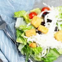 Dinner Salad For 1 · For one. Mix green, red onion, fresh tomatoes, pepperoncinis, black olives, croutons and moz...