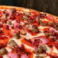 Meat Lovers Pizza · Pepperoni, sausage, meatball, Canadian bacon.