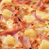 Hawaiian Pizza · Ham, pineapple, Canadian bacon.