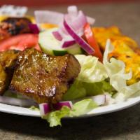 Chicken And Filet Combo · One skewer of our marinated boneless chicken breast and one skewer of our marinated chunks o...