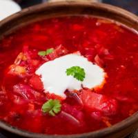 Borcsht · Ukrainian Borscht, served hot. Price per 1 lb container.
Ingredients: beets, potatoes, carro...