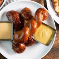 Beer Pretzels · Farm-to-Market pretzel twists /  beer mustard / gouda fondue