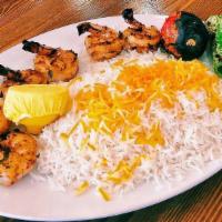 Jumbo Shrimp Kebab · Marinated jumbo shrimp with house spices grilled to perfection, fingerling potatoes, grilled...