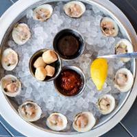 Virginia Clams Dozen · Virginia Clams on the Half Shell.. Served with Mignonette, Cocktail Sauce, house made Oyster...