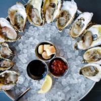 Chef'S Dozen · Freshly Selected, Balanced Variety.. Served with Mignonette, Cocktail Sauce, house made Oyst...