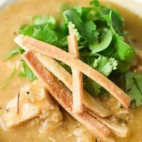 Tortilla Soup · Gluten free. Homemade, hearty chicken broth loaded with veggies & chicken breast topped with...