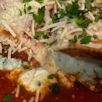Eggplant Rollatini App · Made to order freshly breaded eggplant filled with a three cheese blend (mozzarella, parmesa...