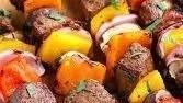 Beef Khebabs · beef on a stick with onions and spicy powdered sauce